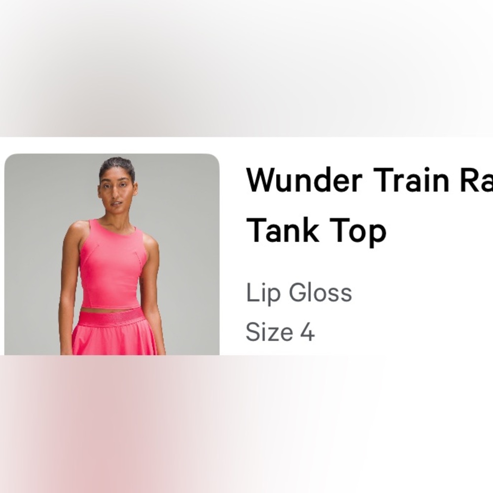 Lululemon Wunder train racerback tank size 4 color lip gloss